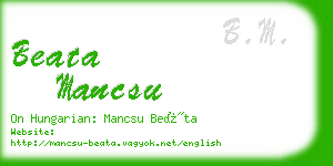 beata mancsu business card